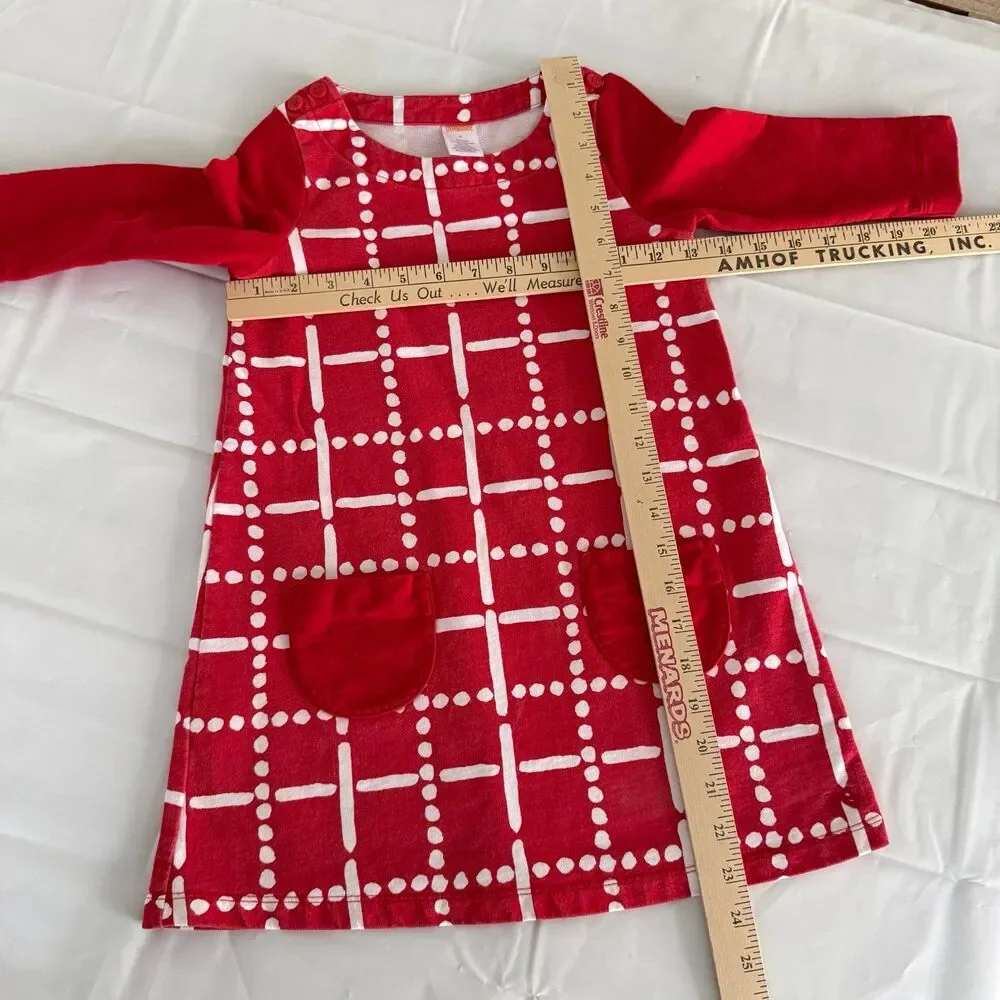 Gymboree Girls 6 Red Grid Windowpane Pocket Aline Knit Dress *READ*
